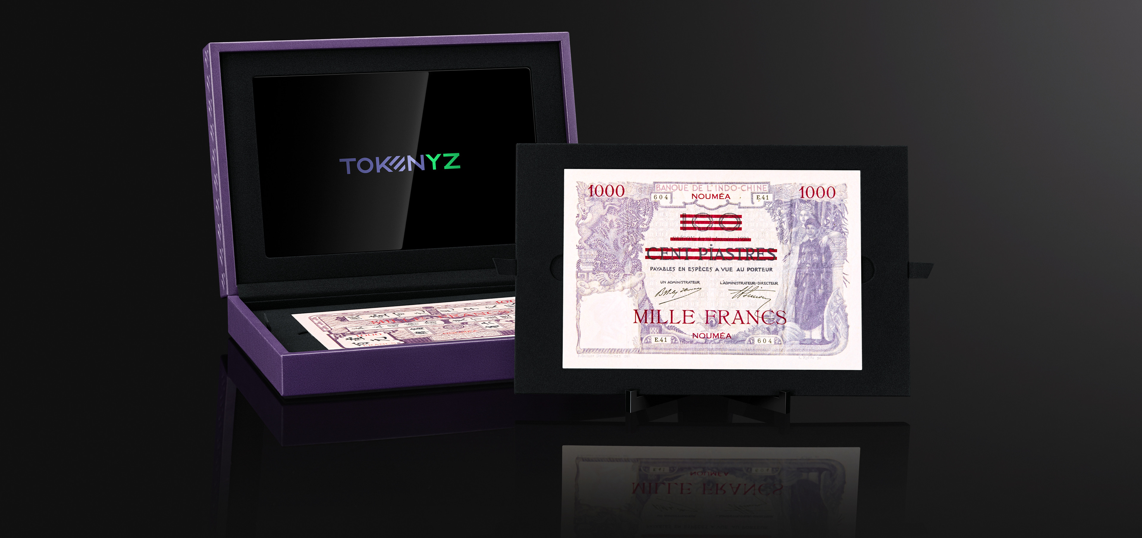 Coffret de Tokenyz, pour le billet de 1000 francs Nouméa sur 100 piastres Type 1939