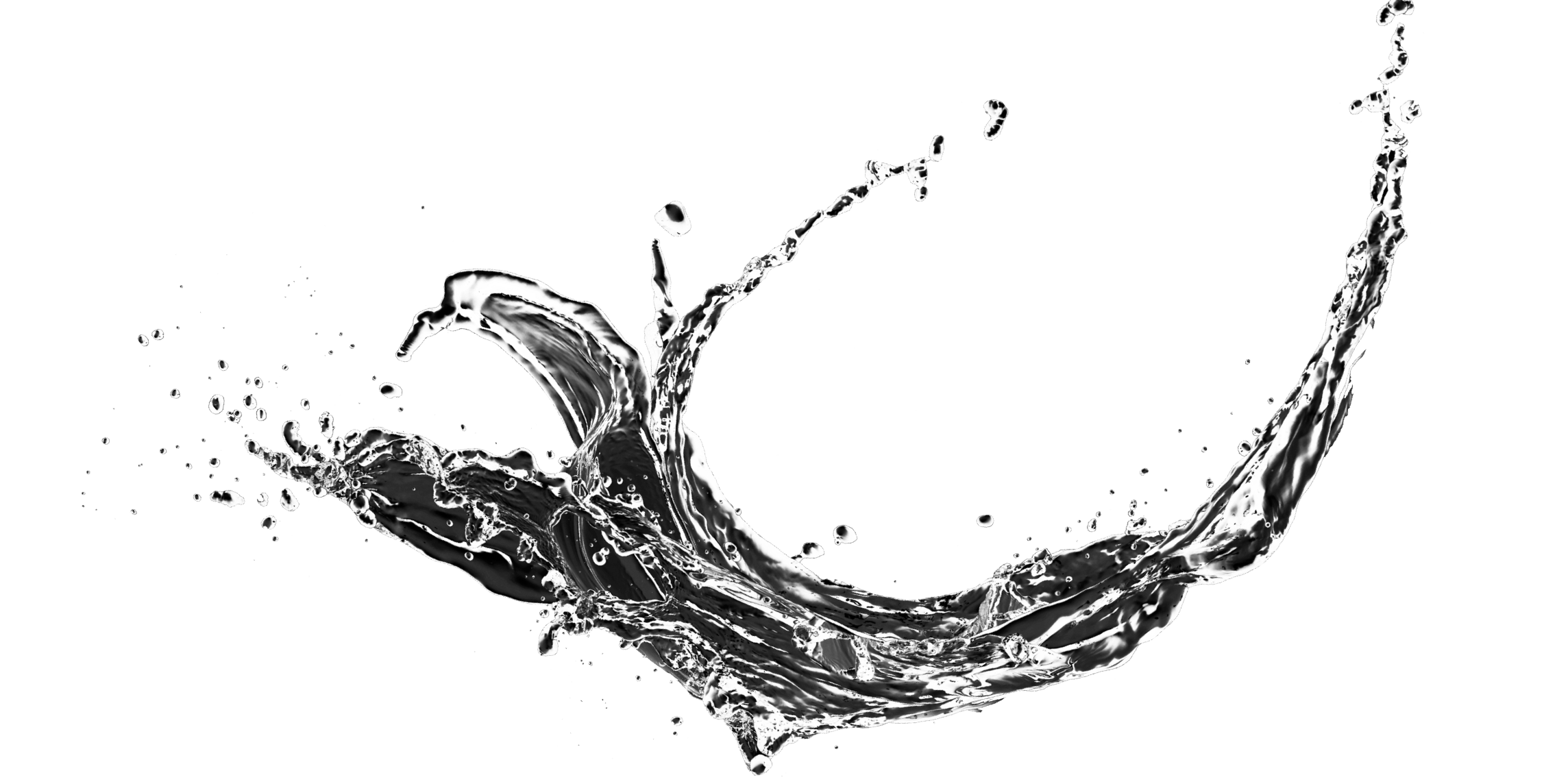 Visuel d'une virgule translucide en forme de splash qui poonctue la page Expertises Newsletters